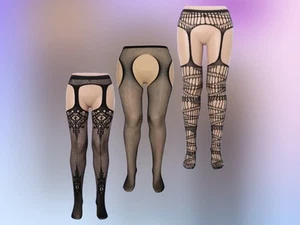 3 x High Waist Stocking Strümpfe Gr. 36 38 40 42 Strapse Dessous SM (HW7268) - Bild 1 von 2
