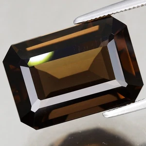¡GRANDE! 7,56ct t.w 14,71x10,47mm Octágono Natural Cuarzo Ahumado Piedras Preciosas Brasileñas - Imagen 1 de 4