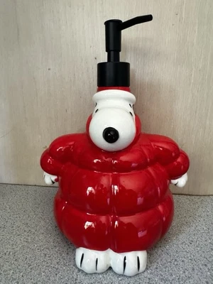 New Peanuts Snoopy Puffer Christmas Red Jacket Winter Hand Soap Dispenser Pump - Image 1 of 4