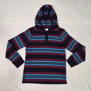 Gymboree Boys Long Sleeve Hooded Striped Henley Shirt, Sz 12 - Picture 1 of 3