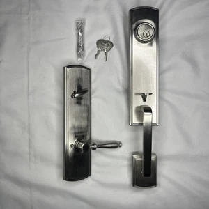 Delaney Briona Handle Set US15 Satin Nickel LH Italian Collection w/ Keys Screws - Picture 1 of 11