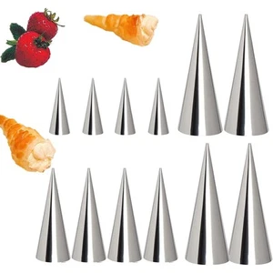12 Pcs Cream Horn Molds, 3 Sizes (3.5Inch/4.9Inch/5.4Inch) Baking Cone Cream ... - Picture 1 of 6