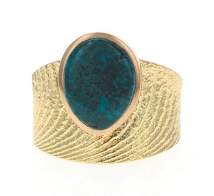 8 - 18K Gold Ring mit hochwertigem natürlichem Lone Mountain Türkis - Bild 1 von 4