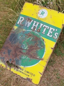 Rare Original Enamel R.Whites Lemonade 1960's Sign ~ Secret Lemonade Drinker ~ - Picture 1 of 24