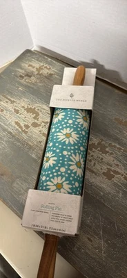 "Rodillo de cerámica The Pioneer Woman margarita turquesa amarillo blanco 18"" para hornear" Foto 1 de 4