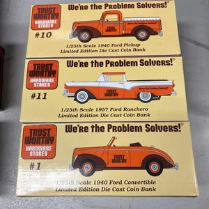 Ford Convertible Pick Up Trustworthy Hardware Die Cast Bank 1:25 Scale NIB Lot 3 - Picture 1 of 4