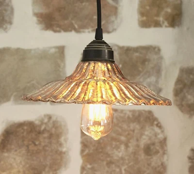 Pottery Barn Whitney Fluted Mercury Glass 2pc Pendant Lights - Image 1 of 4