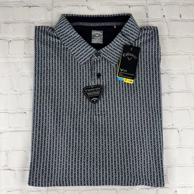 Nuevo Polo de Golf Callaway Opti Dri Negro/Gris Manga Corta Talla Para Hombre 5XLT 5XL Alto Foto 1 de 4