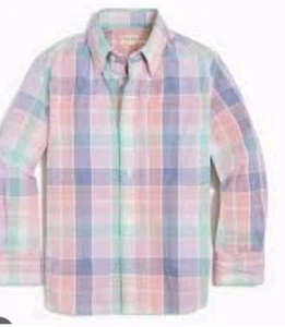 NWT J. Crew Factory Boys Blue and Yellow Plaid Button Down Size 3 - Picture 1 of 3