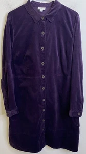 J Jill Womens Size Large  Dark Purple Velveteen Velvet Button Front Shirt Dress - Picture 1 of 5