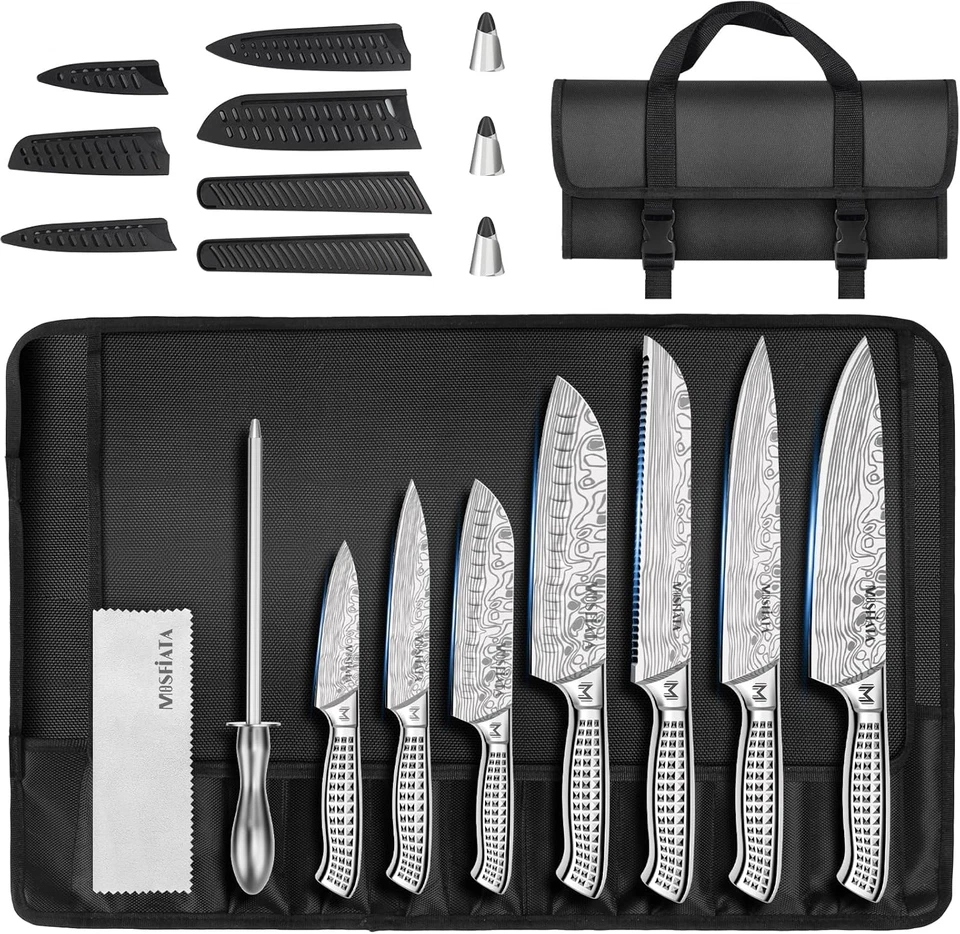 Set Coltelli Da Cucina Professionali Con Borsa per Coltelli, Fodero E Affilacolt - Immagine 1 di 4
