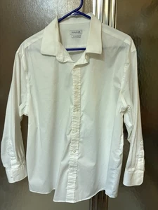 Men's Haggar Classic Fit White Button Down Dress Shirt Sz. 17-17 1/2, 32/33 - Picture 1 of 2