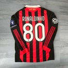 AC Milan 2009-10 RONALDINHO NO.80 Retro Home LS Shirt - UCL EDITION (S-XL)