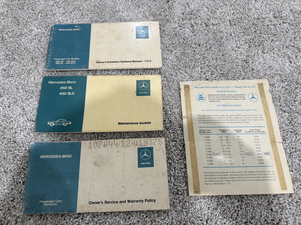 Mercedes Benz 450SL 1974 y 450SLC 107 manual del propietario guía del usuario Foto 1 de 4