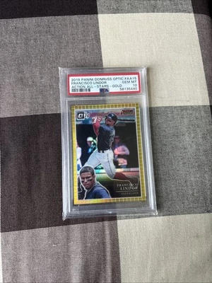 Panini Donruss Optic Action All-Stars Gold Prizm 2019/10 Francisco Lindor PSA10 Foto 1 de 2