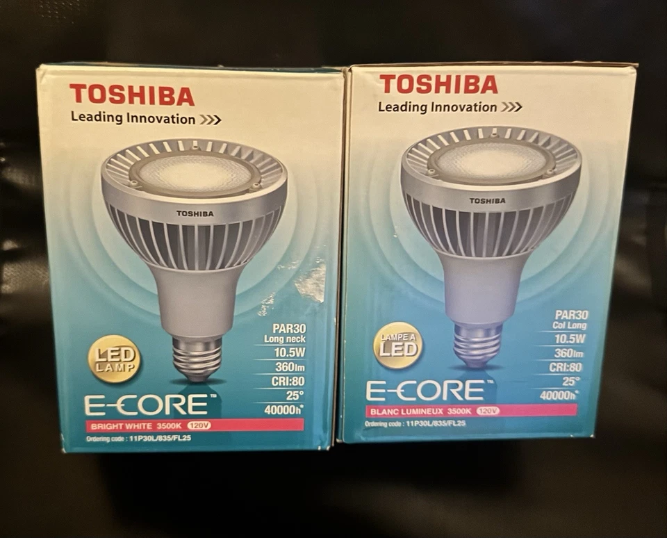 2 Toshiba ECORE Par 30 Long Neck 10.5W 4000K Bulbs - Image 1 of 2