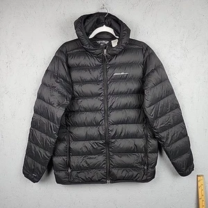 Eddie Bauer Microlight 650 Down Puffer Jacket Mens Medium Black Nylon Packable - Picture 1 of 11