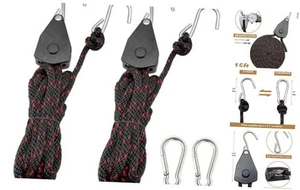 Rope Tie Downs, 3/8” x 15ft. Locking Ratchet Pulley with 3.1” 3/8" x 15ft. - Picture 1 of 8