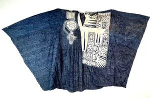 Yoruba Superb Etu Agbada Indigo adire woven fabric cloth classical style VTG - Picture 1 of 3