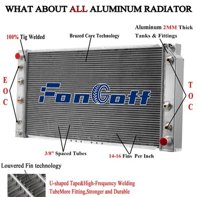 4 Row Aluminum Radiator FITS 1994-1996 Chevy Caprice Impala /Buick Roadmaster - Imagem 1 de 4