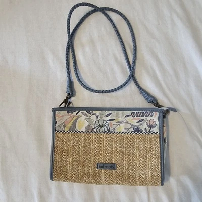 Sakroots Roma Mini Crossbody Women's Shoulder Bag Multi Peace Birds Vegan Straw - Image 1 of 4