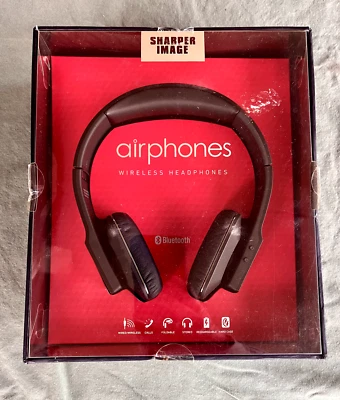 Sharper Image Airphones Wireless Headphones SBT556BK Hi-Def stereo sound Folds  - Image 1 of 4
