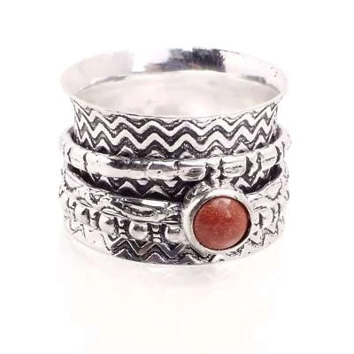 Placcato Argento Spinner Anello Handmade Gioielli Regalo Per Donna Misura Ci 6 - Immagine 1 di 3