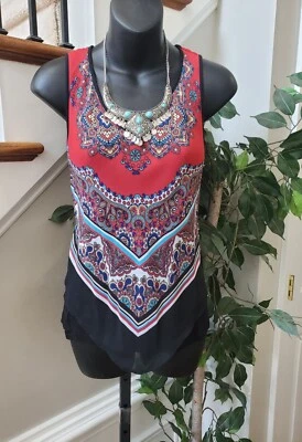 Iz Byer Womens Multicolor Polyester V Neck Sleeveless Top Blouse Size Medium - Image 1 of 4