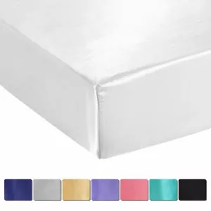 Soft Silk Fitted Sheet Luxury Silky Bottom Sheet with Deep Pocket Wrinkle Free - Picture 1 of 47