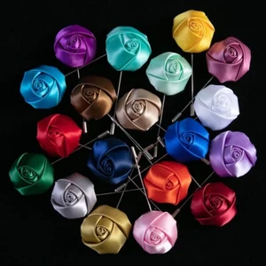 Rose Lapel Pin Handmade Coat Flower Hatpin Men Suit Wedding Party Accessory Gift - Picture 1 of 9
