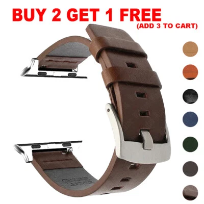 Leather Strap for Apple Watch Ultra2 49mm 10 9 8 7 6 5 4 for iWatch 38-45MM Band - Image 1 of 4