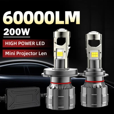 2x H4 H7 H11 9005 9006 LED Headlight Bulb Mini Lens Projector High Low Beam - Image 1 of 4