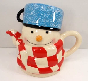 Hallmark Mitford Snowman Percy Ceramic Tea Pot & Cup 7" Rare Jan Karon - Picture 1 of 7