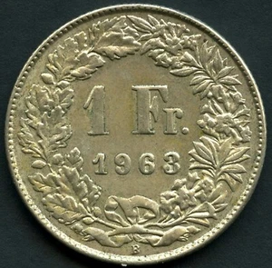 1963 Switzerland 1 Franc Silver Coin (5 Grams .835) - Picture 1 of 2