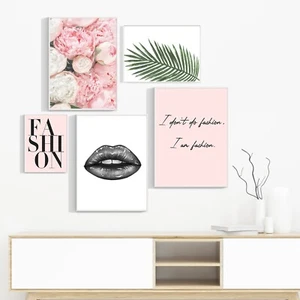 Mode Wandbilder, rosa Pfingstrosen Druck, Lippen Wandbild, Mode, Blatt 578 - Bild 1 von 8