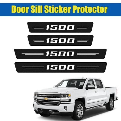 Protector de cubierta de escalón de placa de puerta 4 piezas para Chevy Silverado 1500 Foto 1 de 4
