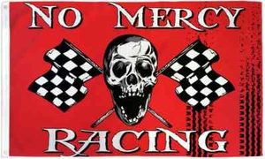 No Mercy Racing 3x5ft Poly Pirate Flag Red Skull Auto Racing Checkered Flag - Picture 1 of 4