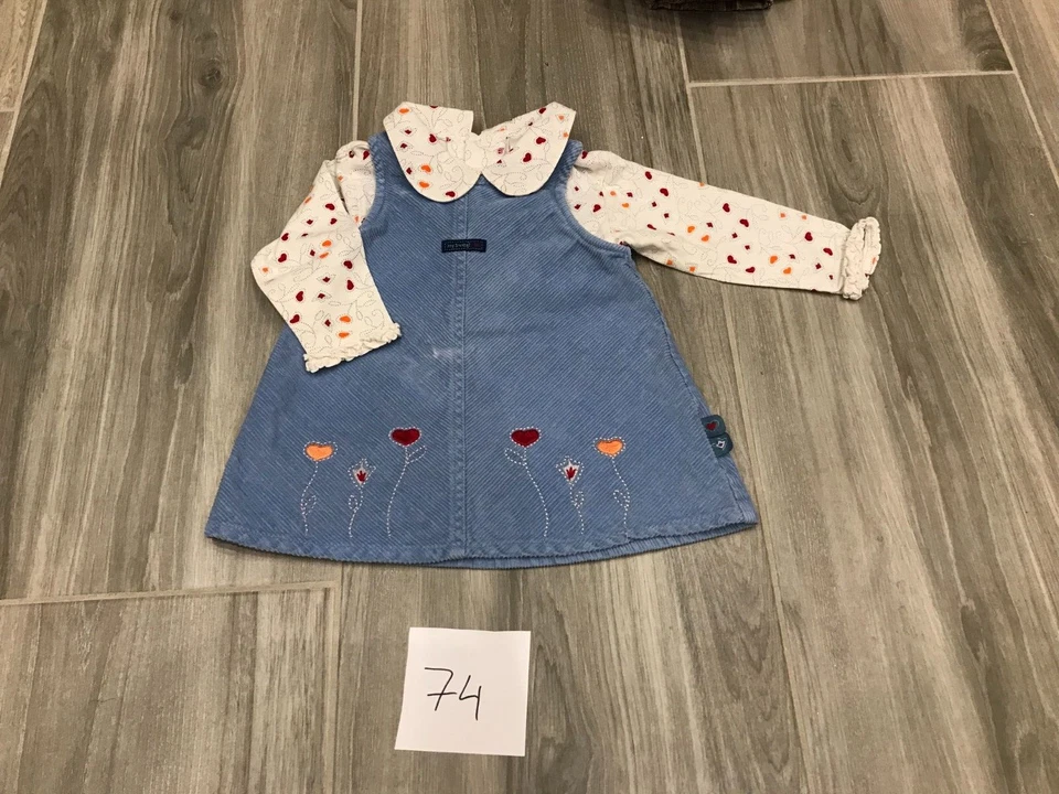 niedliches 2er Set Baby Kleid & Shirt Gr. 74 Cordkleid Blümchen C&A babyclub - Bild 1 von 1