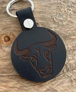 Llavero BULL Bullock Farmer Carnicero Carne Cuero Llavero Regalo Negro - Imagen 1 de 2