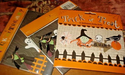 3 Packs Meri Meri Halloween Party Picks 36 Cupcake Toppers Witch Crow Skull NIP - Image 1 of 4