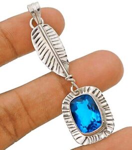 Natural 8CT Flawless Blue Topaz 925 Sterling Silver Pendant Jewelry CT26-7