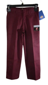 NWT Dickies Boys Classic Fit Straight Leg Flat Front Pants 10 Husky Burgundy - Picture 1 of 2