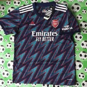 BNWT SIZE 28 (LARGE BOY AGED 13-14) 21-22 ARSENAL #7 SAKA THIRD FOOTBALL SHIRT - Picture 1 of 3
