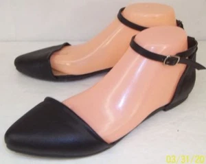 Scarpe da donna Deena & Ozzy US 10 nere D'orsay cinturino alla caviglia piatto UO 5565 - Foto 1 di 11
