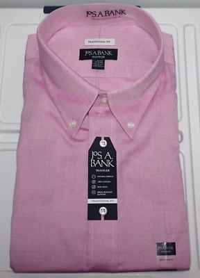 Jos A Bank Big Tall Traveler Dress Shirt 18 - 34/35 Traditional Fit Fuchsia (JH) - Image 1 of 4