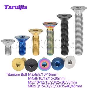 Yaruijia Perno de Titanio M3 M4 M5 M6 Sujetadores de Fijación de Tornillo Hexagonal Plano avellanado - Imagen 1 de 12