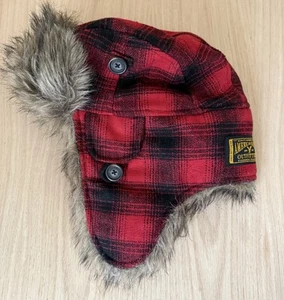 Cappello da cacciatore American Eagle Outfitters foderato in pelliccia sintetica rosso a quadri patta invernale - Foto 1 di 4