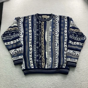 Maglione maglia 3D vintage cotone commercianti uomo blu medio grosso cavo stile coogi - Foto 1 di 6
