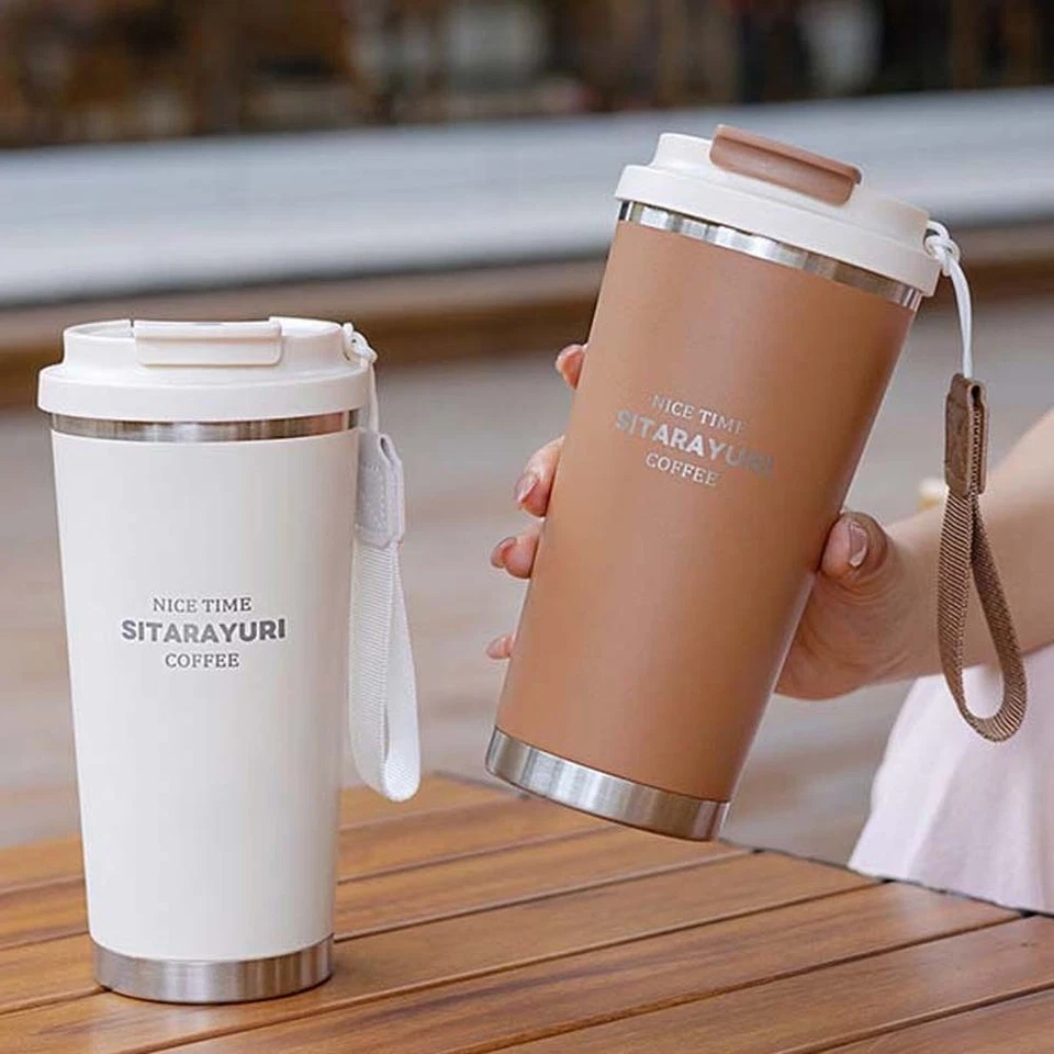 TPR Coffee Water Cup 304 Stainless Steel Handhold Portable Bottle  Cycling - Image 1 of 4