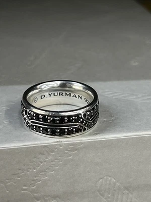 ANILLO BANDA CRUZADA ARMERÍA DAVID YURMAN CON DIAMANTES NEGROS TALLA 9.5 Foto 1 de 4
